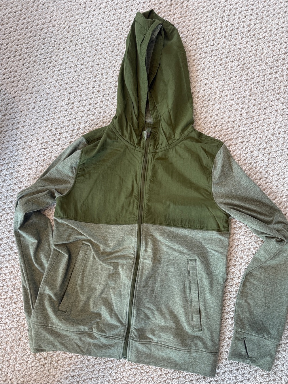all in motion Olive Two-Tone Hooded Zip-Up Jacket
